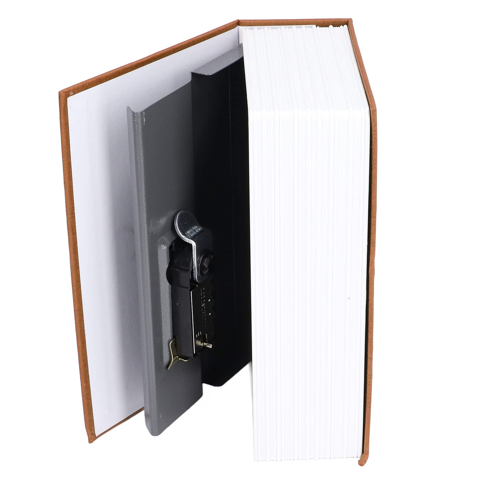 Book Safe Box - Decorative Book Shaped Security Storage for Home & Office - Hidden Safe for Cash, Jewelry & Valuables - Perfect for Bookshelf, Nightstand or Travel (Brown)