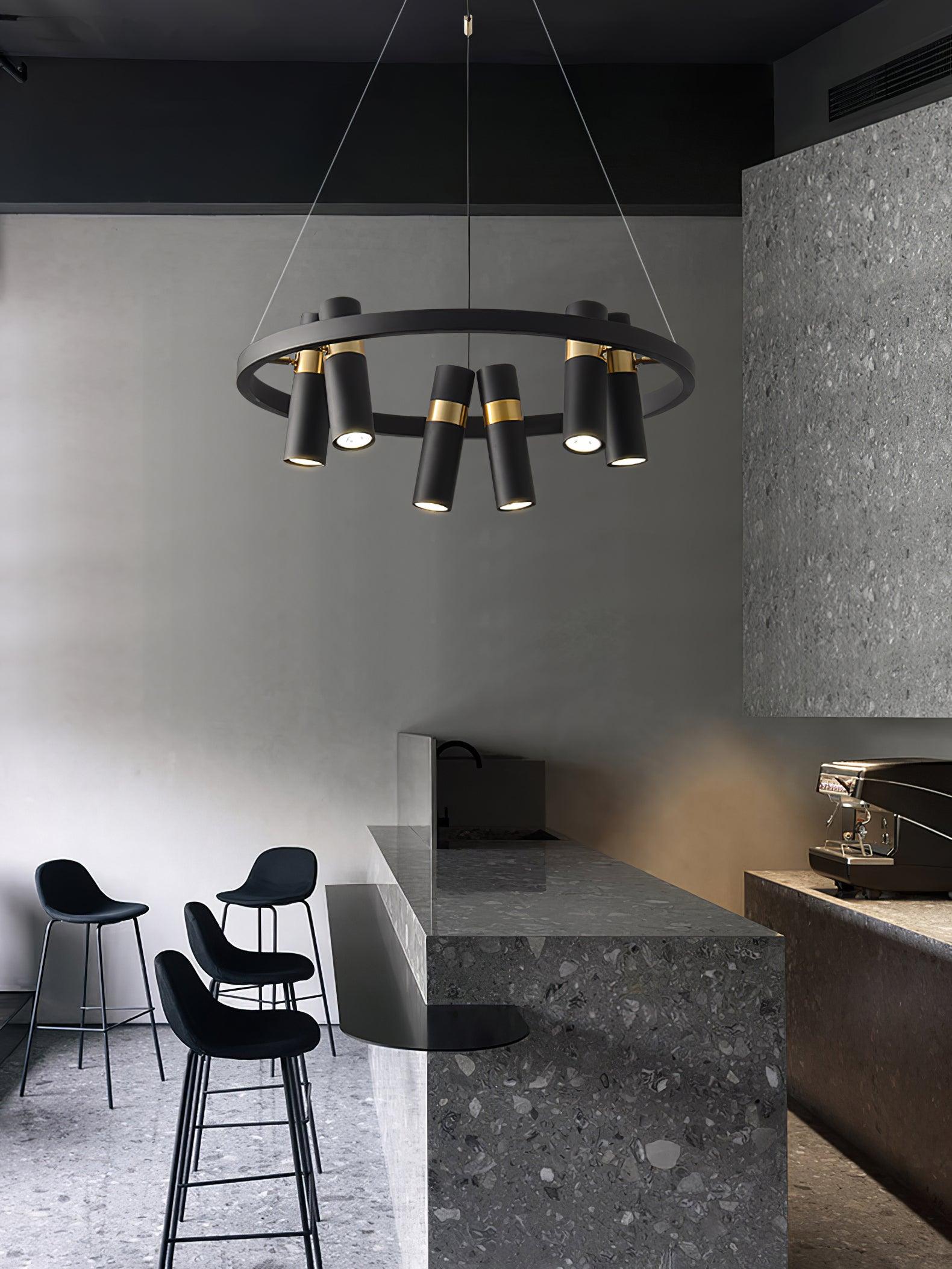 Black Multi Pipe Chandelier - Industrial Style Ceiling Light Fixture for Dining Room, Living Room & Bedroom Decor