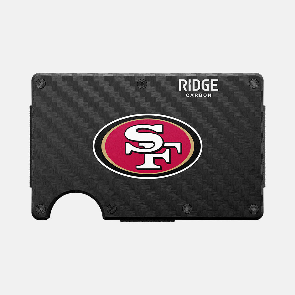 Ridge Wallet San Francisco 49ers Carbon Fiber 3K Slim RFID Blocking Minimalist Wallet for Men - Perfect for Everyday Carry, Travel & Gifts