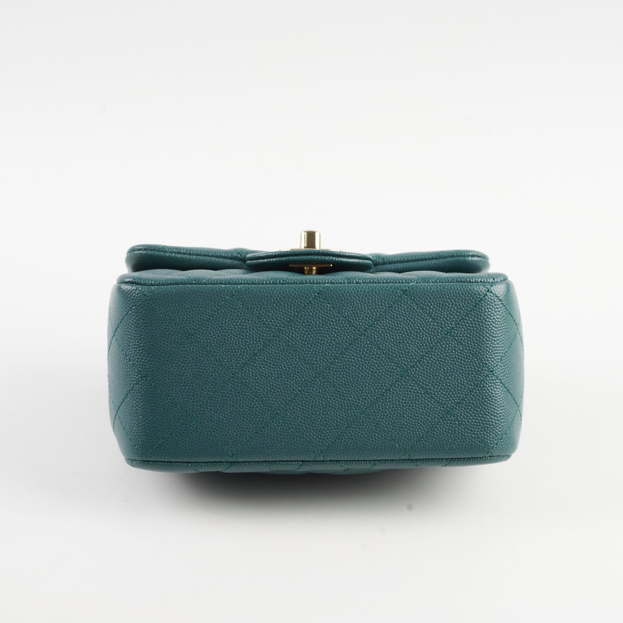 Chanel Caviar Mini Square Flap Bag Turquoise Leather Crossbody Purse for Women - Perfect for Parties, Dating & Special Occasions