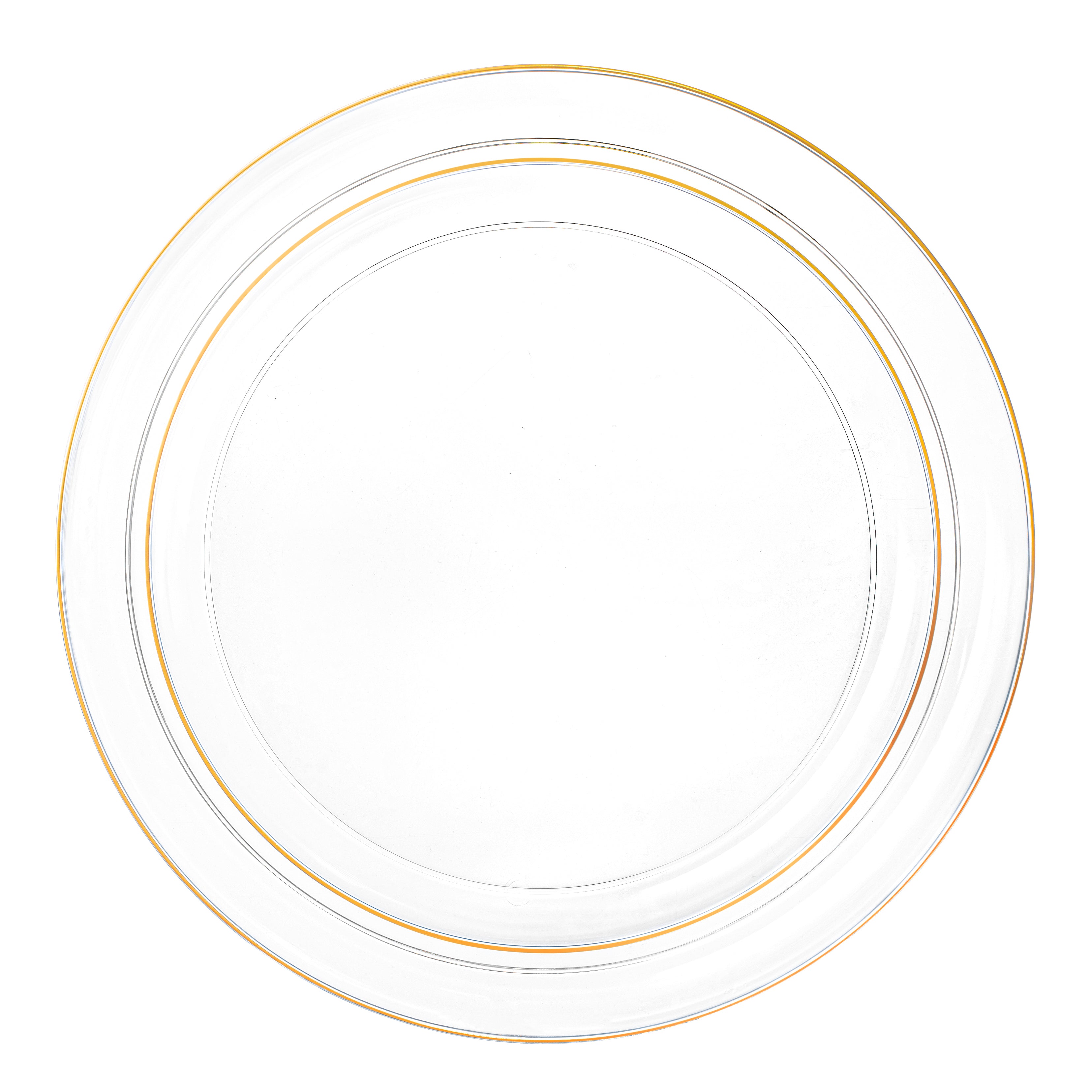 Luxury Clear & Gold Plastic Party Supplies Bundle - Elegant Disposable Tableware for Weddings, Birthdays & Celebrations