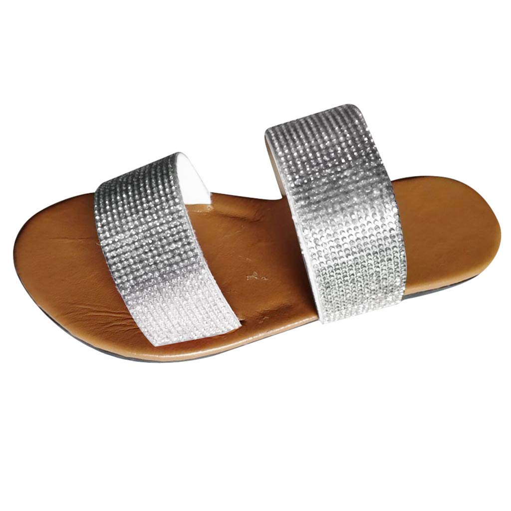 Women's Summer Flip Flops Sandals - Crystal Embellished Roman Flat Slippers for Beach, Pool & Casual Wear | Comfortable & Stylish Casual Shoes for Women