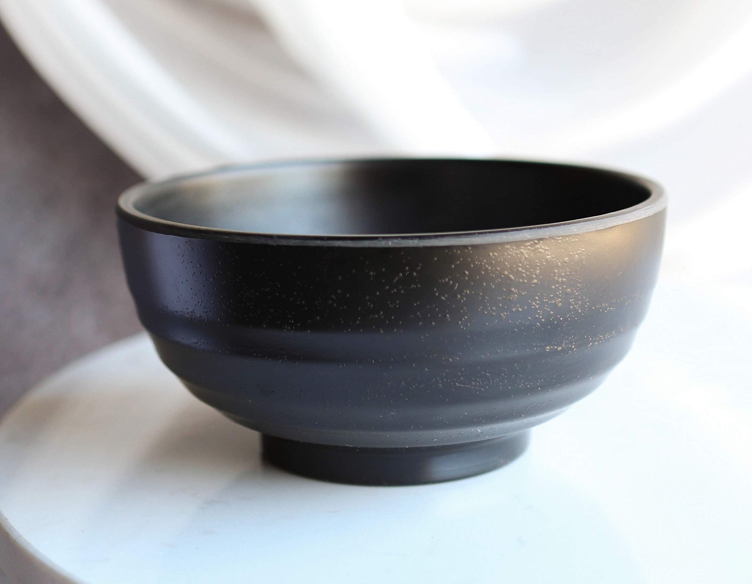 Ebros Matte Black Melamine Bowls - 6 Pack for Asian Cuisine & Dining