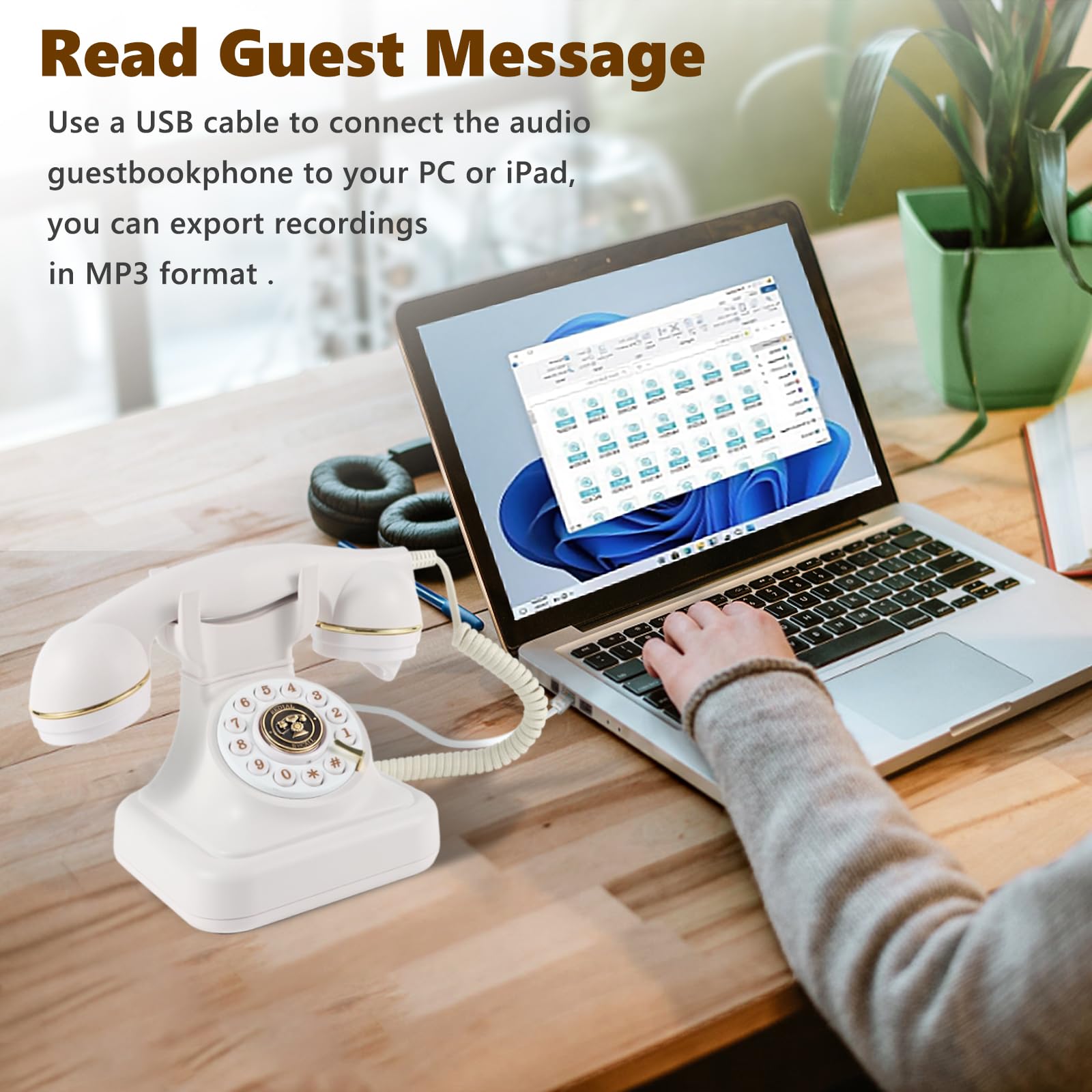 Audio Guest Book Wedding Phone - Record Audio Messages for Guestbook Alternative | Perfect for Weddings, Birthdays, Baby Showers & Anniversaries (White) | Create Lasting Memories with Voice Recordings at Special Events