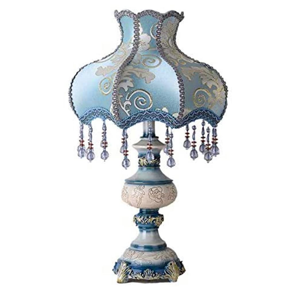 Tiffany European Style Classical Table Lamp - Retro Fabric Bedside Lamp with Princess Style & Creative Spherical Resin Body | Perfect for Bedroom, Living Room, Office & Study Desk Decor