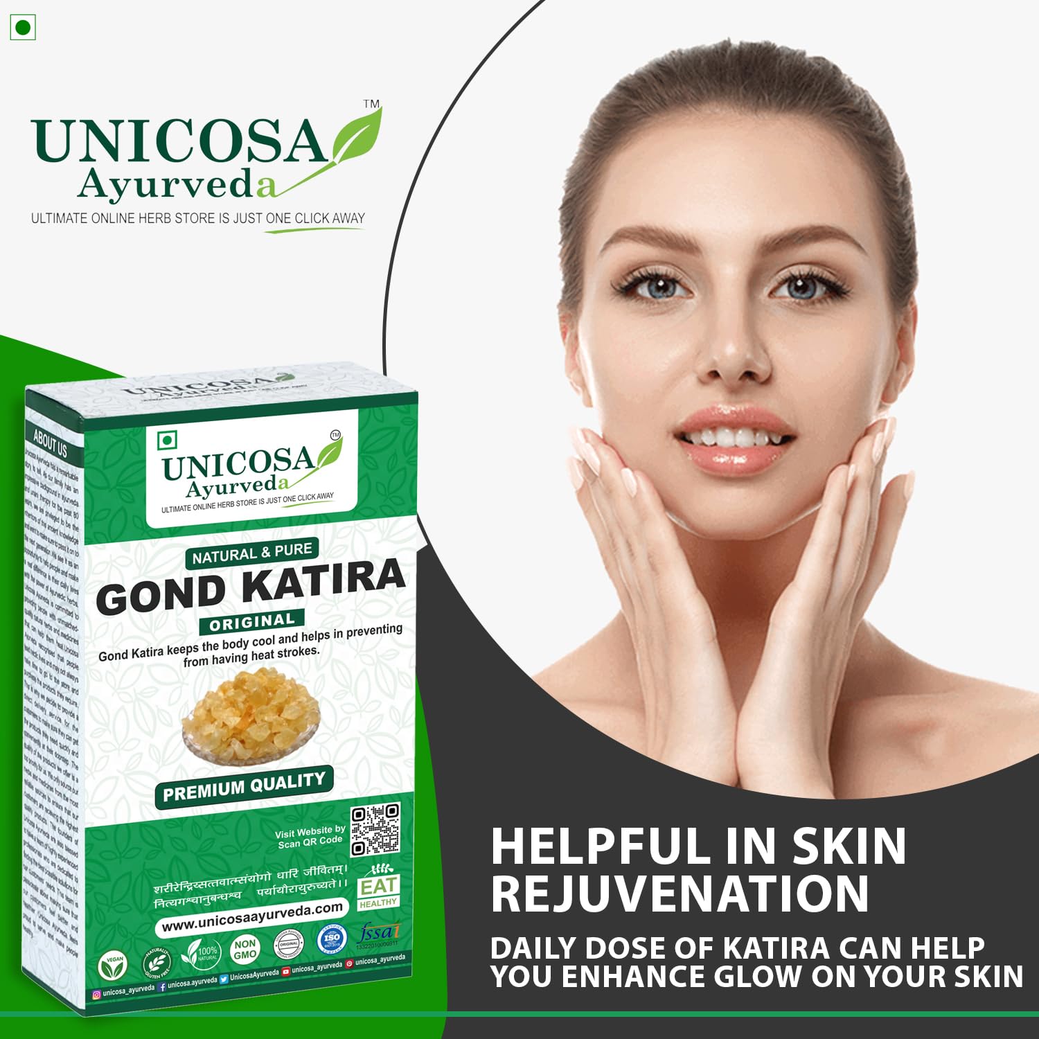 UNICOSA Pure Ayurvedic Gond Katira (Edible Tragacanth Gum) - 200g | Natural Cooling Herbal Superfood | High Nutritional Value | Perfect for Summer Drinks, Desserts & Traditional Remedies