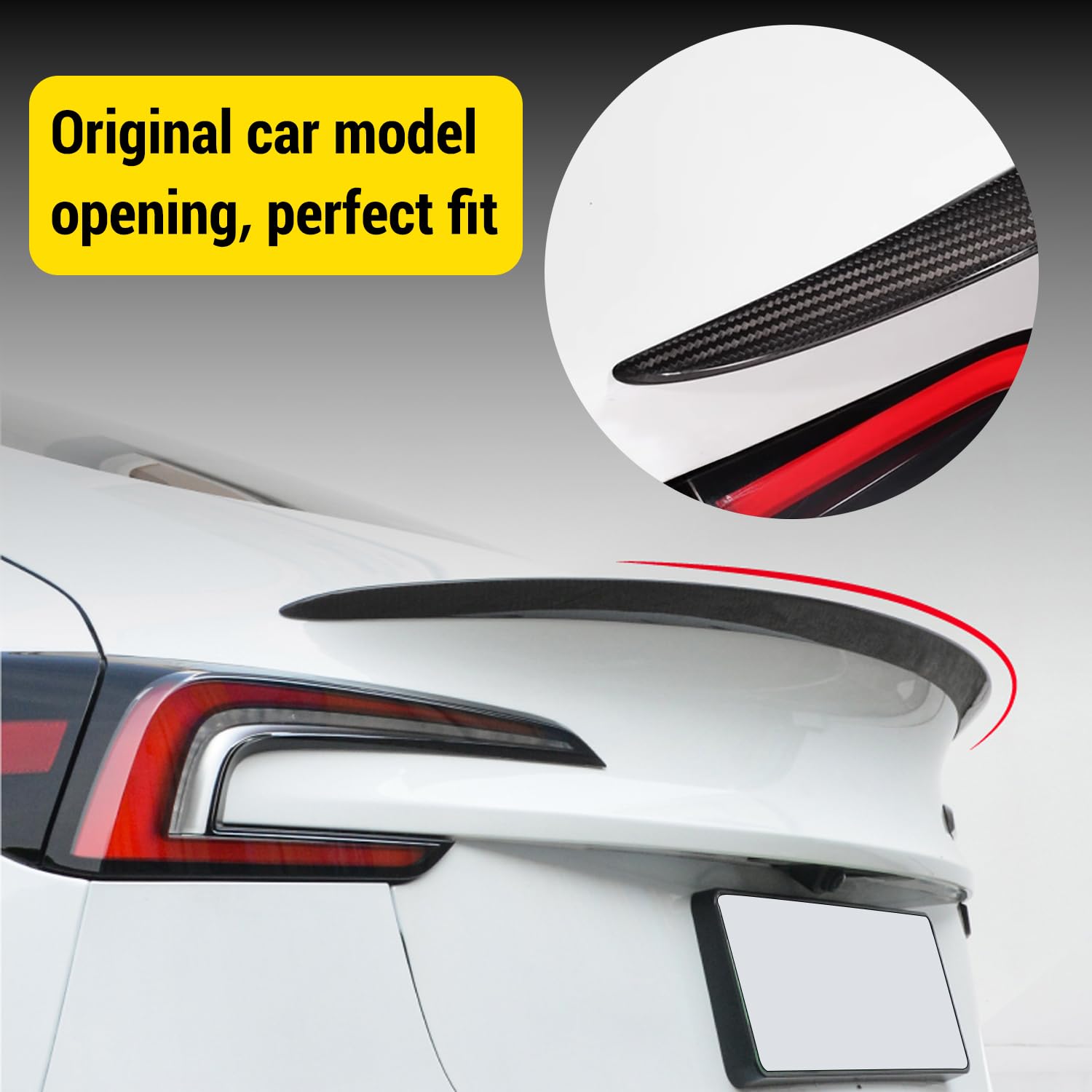 Premium Real Carbon Fiber Spoiler for Tesla Model 3 (2024 Highland) - High Gloss Trunk Lid Spoiler | Sporty Rear Wing Exterior Accessory | Perfect for Car Enthusiasts & Performance Upgrades
