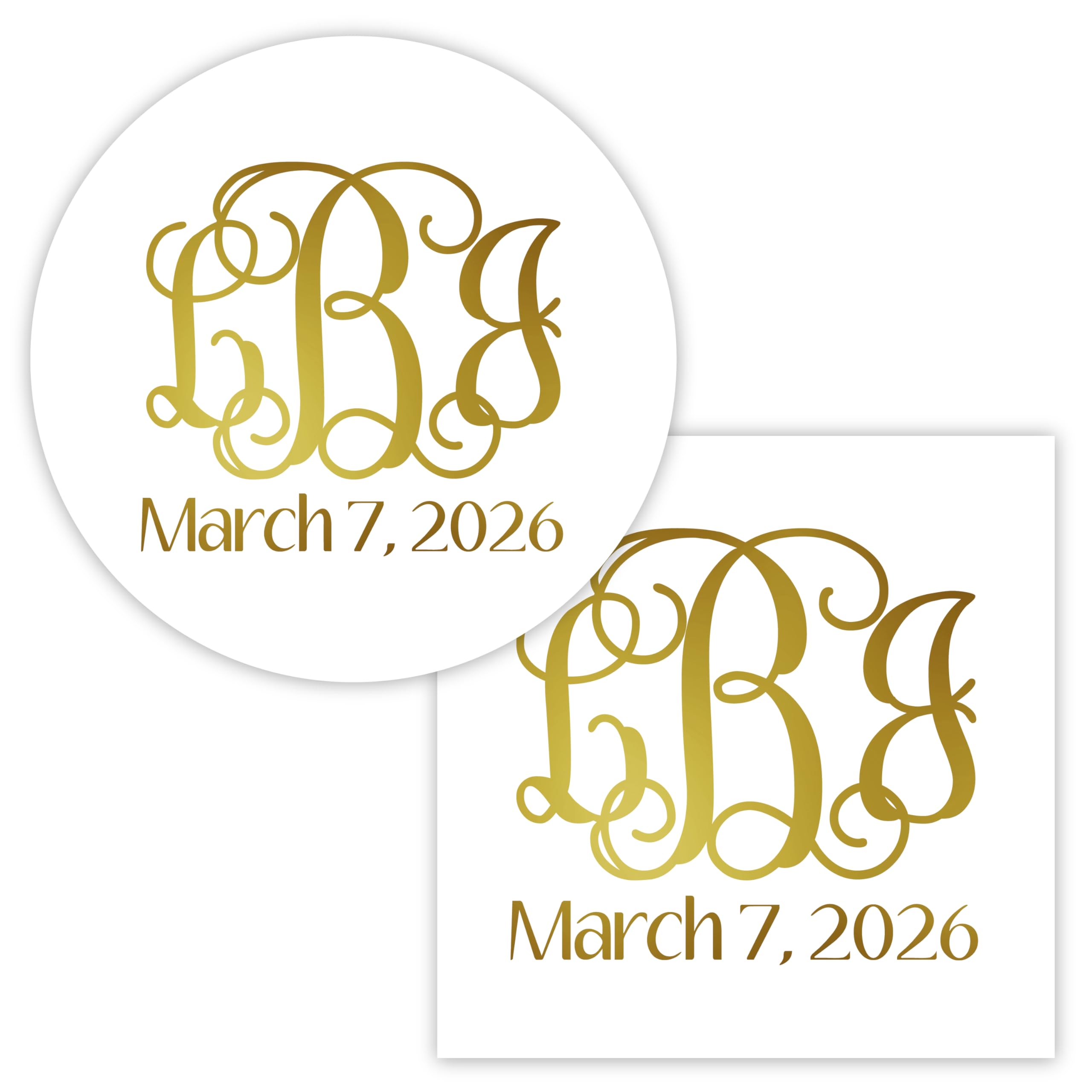 Personalized Monogram Wedding Stickers - Custom Glossy Vinyl Decals for Invitations, Favors & Decor (156-F) - Perfect for Bridal Showers, Wedding Stationery & DIY Projects