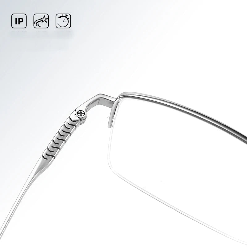 Bclear Unisex Semi-Rimless Square Titanium Eyeglasses Frame 86697 - Lightweight & Durable for Work, Reading & Everyday Wear