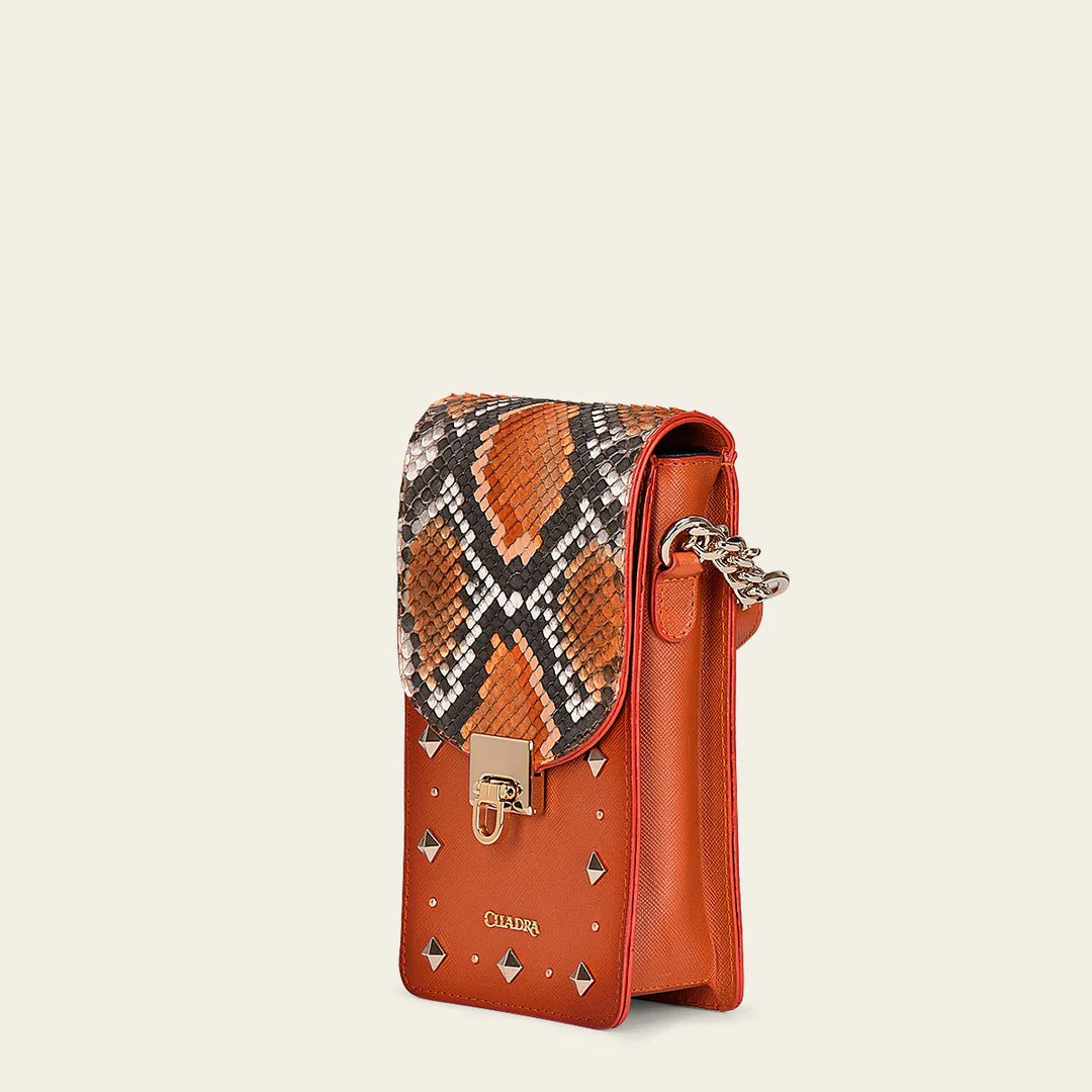 BOD38PI Women's Orange Casual Fashion Python Smartphone Wallet Bag - Perfect for Everyday Use, Shopping & Travel
