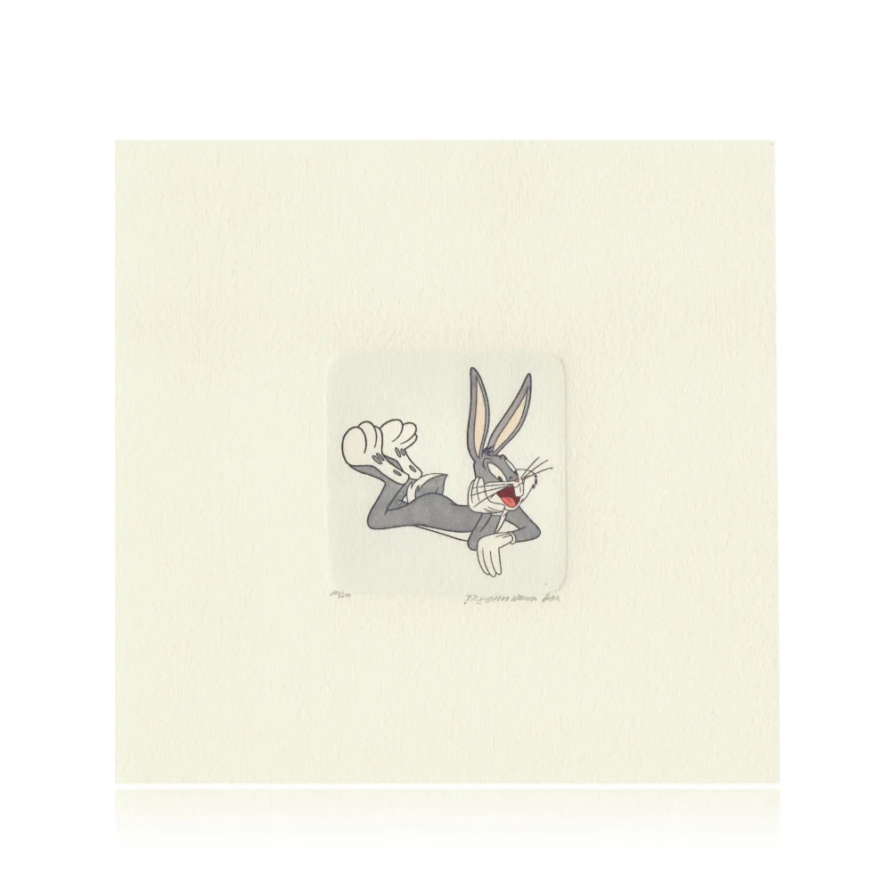 Vintage Bugs Bunny Etching Artwork by Sowa & Reiser #D/500 - Hand-Painted Looney Tunes Collectible - Perfect for Cartoon Lovers' Home Decor & Office Display