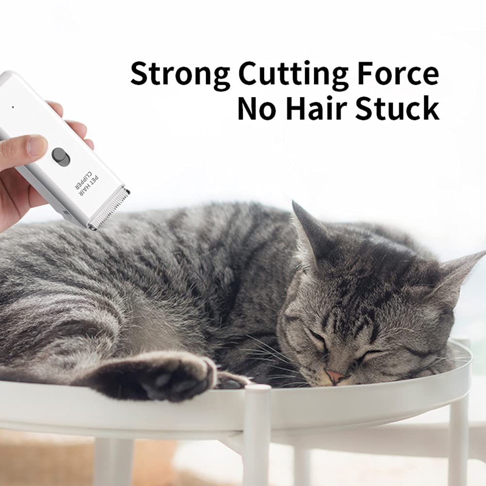 Quiet USB Rechargeable Cordless Dog & Cat Grooming Kit - Professional Pet Hair Clippers with Washable Blades | Perfect for Home Grooming, Trimming, and Shaving Dogs & Cats (White)