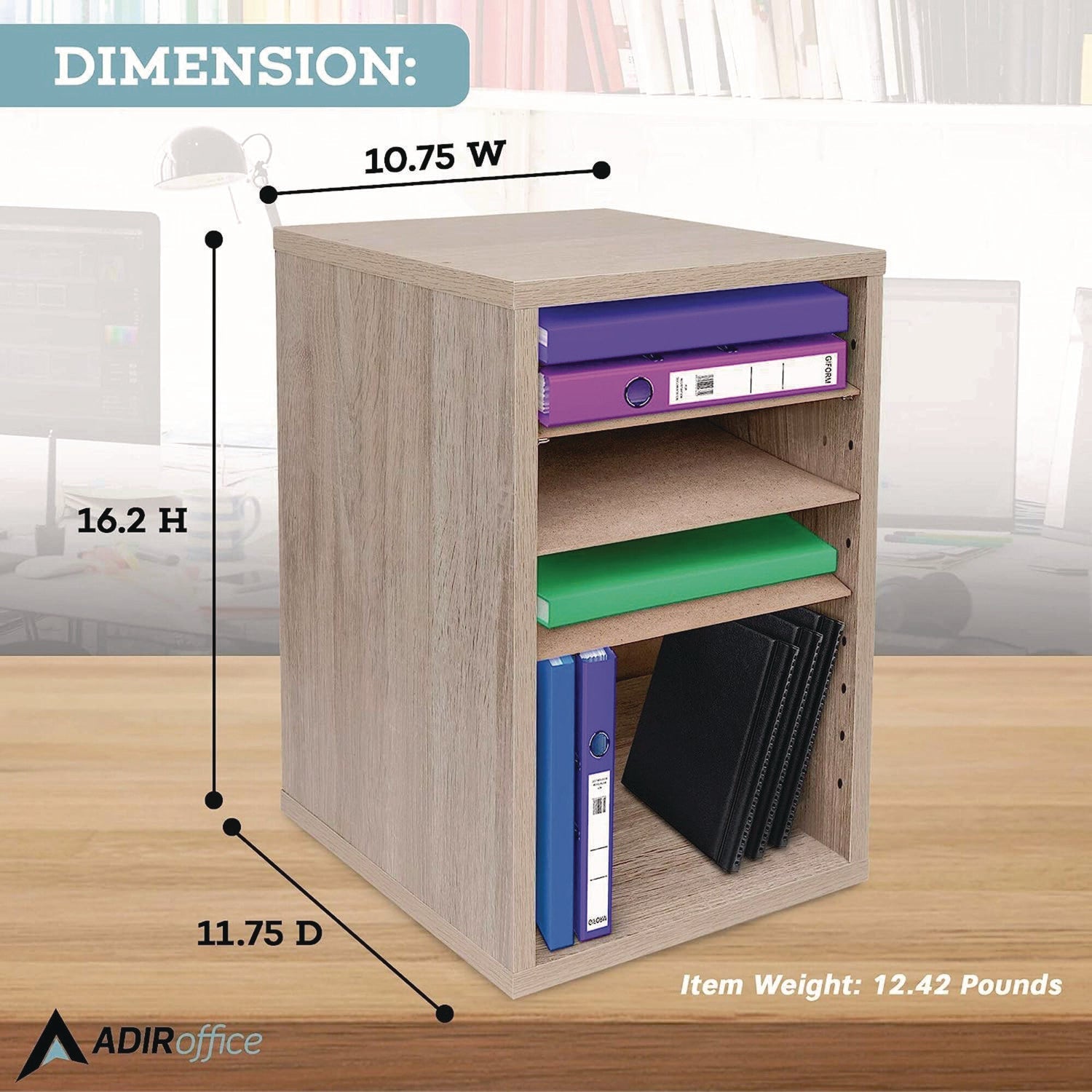 AdirOffice 11-Section Wooden Mail Organizer - Letter Size Paper Sorter (10.75