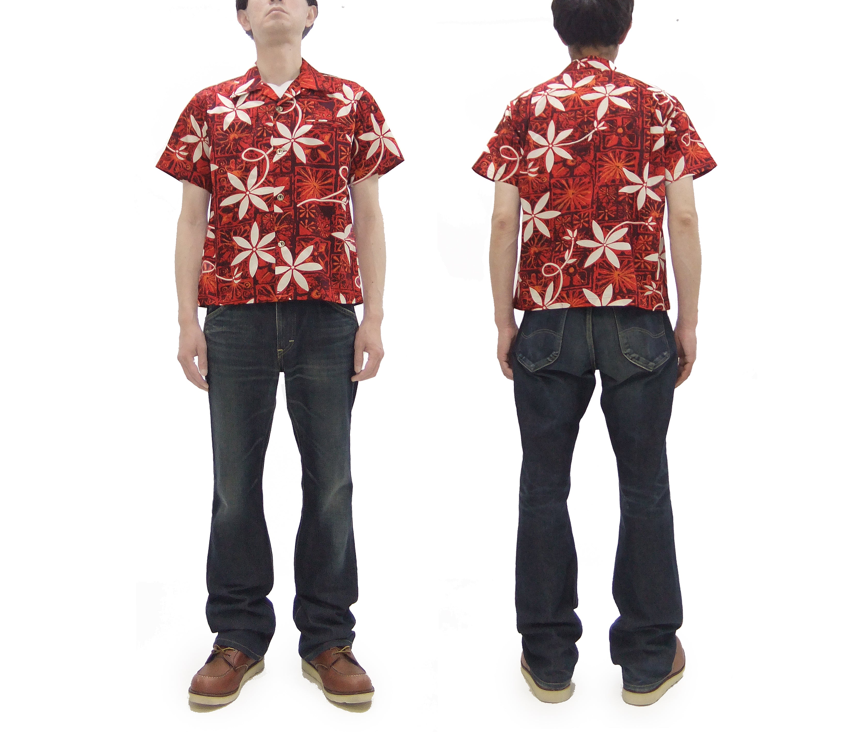 Elvis Presley Blue Hawaii Shirt - Men's Vintage Casual Short Sleeve Camp Collar Shirt with All Over Print - Retro Hawaiian Style for Summer Beach Party, Vacation & Music Festivals - Toyo Enterprises SH39493 (Red)