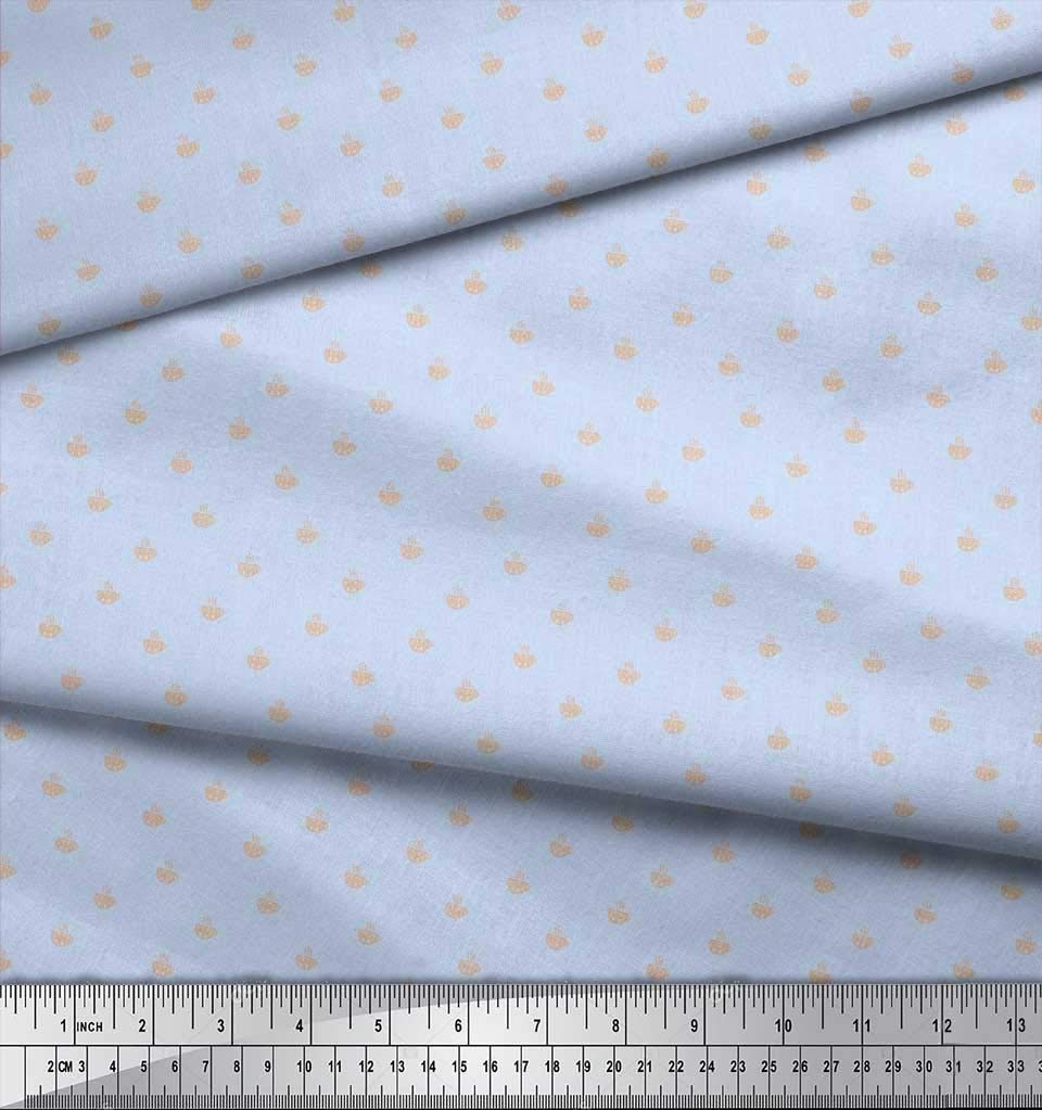 Soimoi Blue Polyester Crepe Fabric by The Yard - 52 Inch Wide Tea Cup Print Shirting Material - Perfect for DIY Tea-Themed Dresses, Curtains & Home Decor Projects
