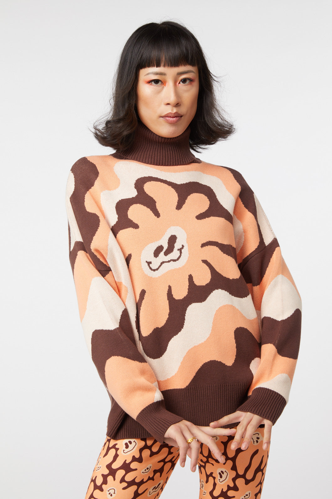 Flower Frenzy Knit Sweater - Women's Floral Knit Pullover for Casual Wear & Spring Outfits