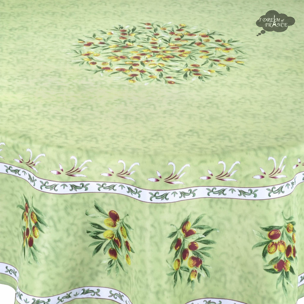 Provence Olivier Green French Provencal Polyester Tablecloth 70 Round - Elegant Dining & Outdoor Picnic Table Cover for Home Decor