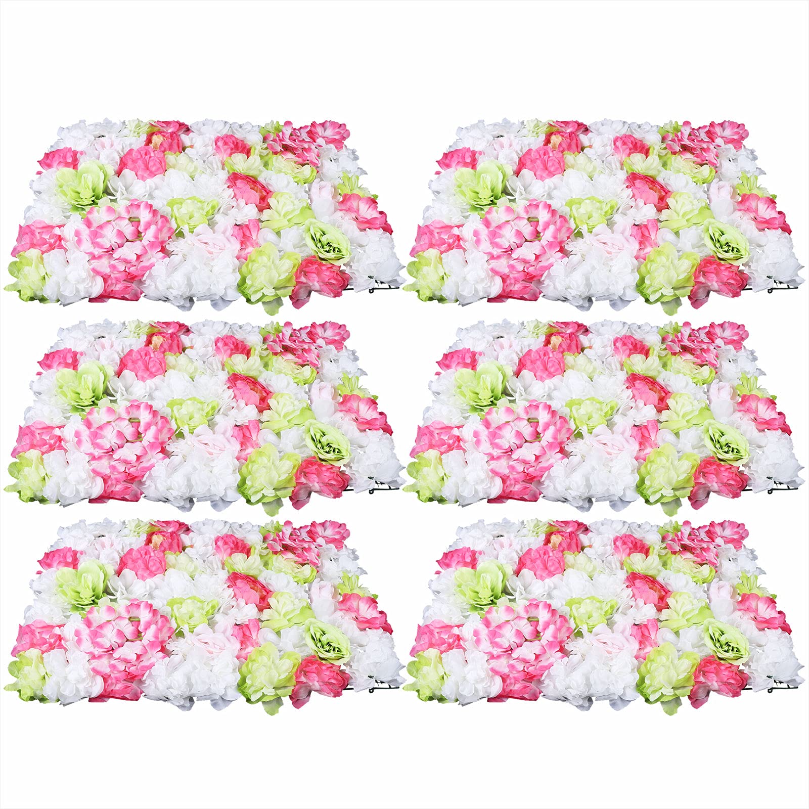6 PCS Artificial Silk Flower Wall Panels - Wedding Photography Backdrop, Venue Decoration, Home & Garden Floral Decor - Perfect for Parties, Events, and Indoor/Outdoor Wall Decor
