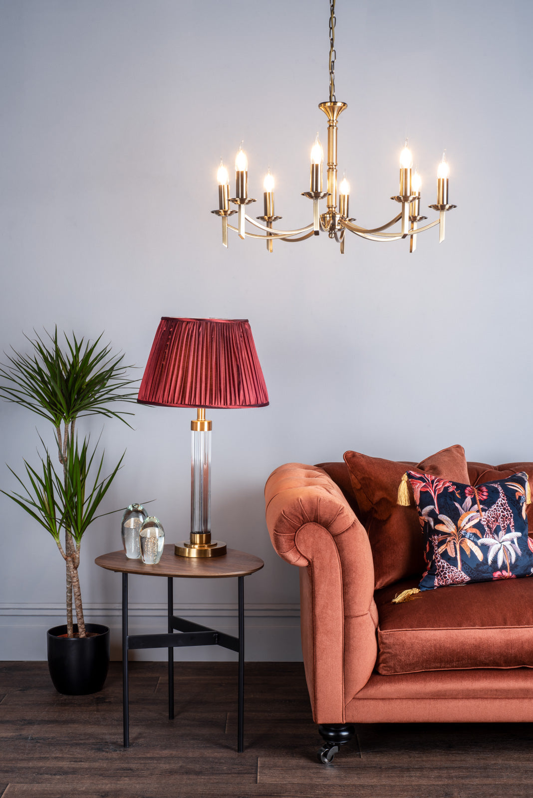 Ambassador 5/8Lt Dual Mount Light Fixture - Antique Brass & Satin Chrome Finish for Ceiling or Wall Lighting - Perfect for Living Room, Bedroom, or Hallway Decor