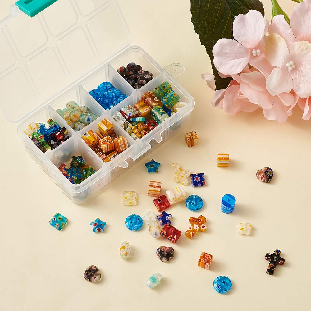 165pcs Handmade Millefiori Glass Beads Mixed Shapes - Flower Spacer Beads for DIY Jewelry Making (Bracelet, Necklace, Earrings) - Perfect for Crafting, Gifts & Boho Style Accessories