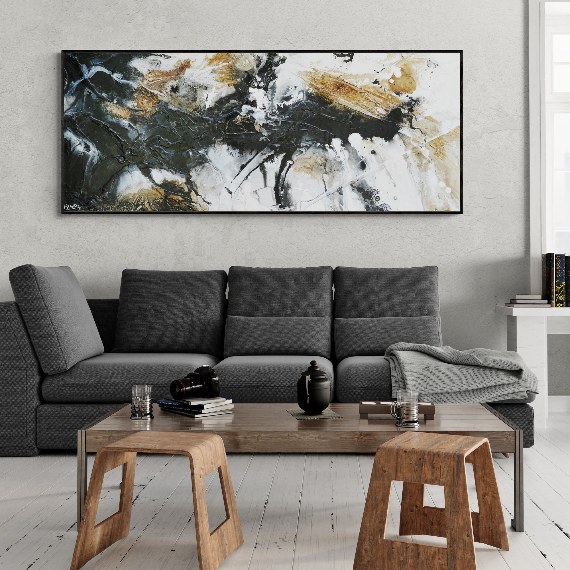Blaqued Rust 200cm x 80cm Textured Abstract Canvas Wall Art - Modern Home Decor for Living Room, Bedroom & Office