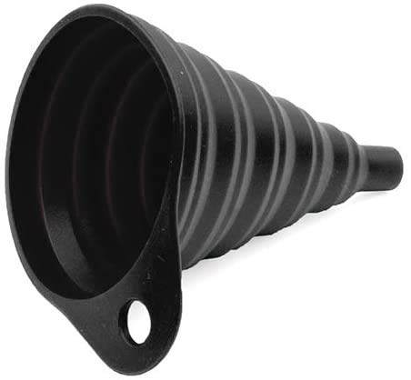 Universal Collapsible Silicone Fuel Funnel - Foldable Oil Funnel for Gas, Diesel & Liquids - Space Saving Black Design for Car, Boat, Motorcycle & Home Use