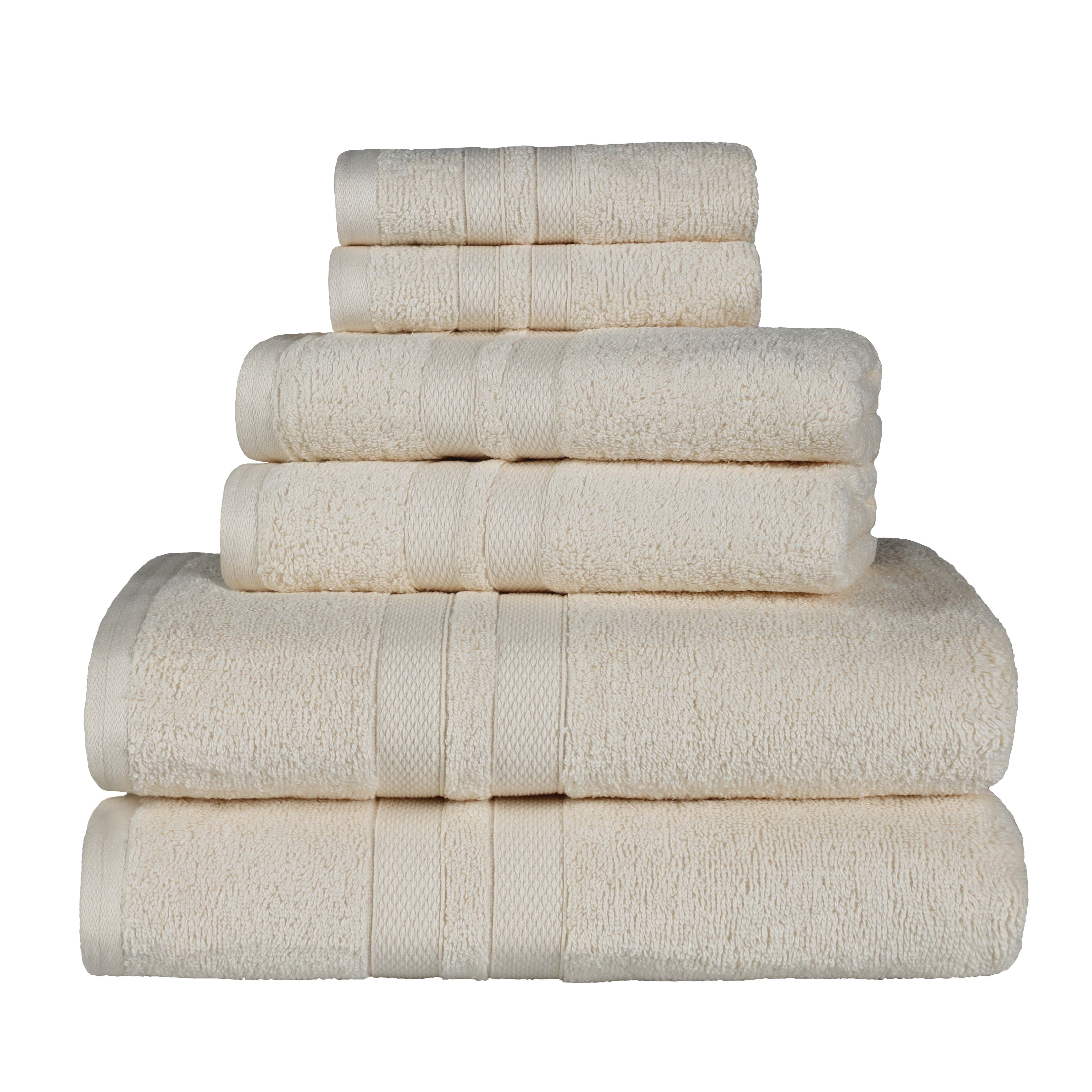 Ultra Soft Cotton Absorbent Bath Towel Set - 6 Piece Solid Color Collection for Spa, Gym & Luxury Home Use