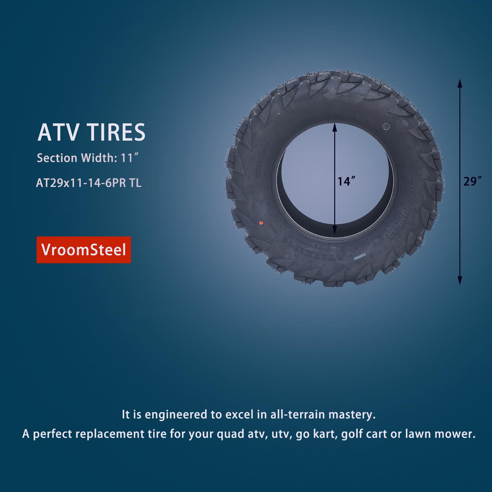 All-Terrain ATV/UTV Tires 29x11-14 (Set of 2) - 6PR Tubeless Off-Road Tires for Sand, Mud & Trail Riding | Perfect for ATV Adventures, Hunting & Outdoor Exploration