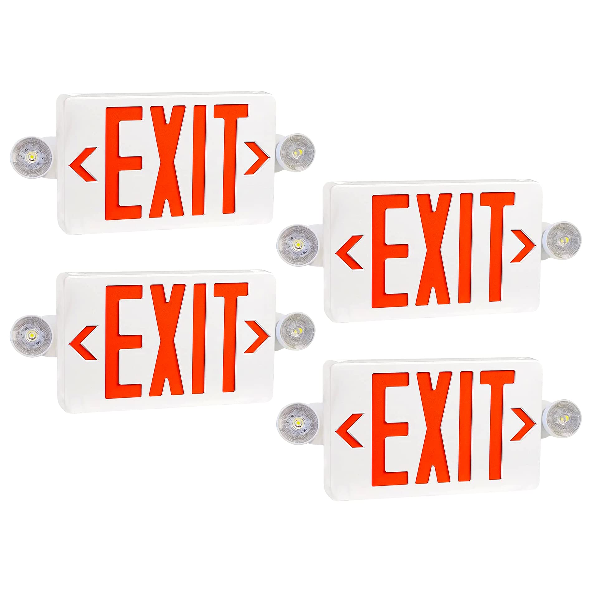 Red LED Exit Sign with Emergency Lights - UL-Listed 120-277V, Battery Backup, Fire Resistant ABS, Dual Adjustable Head for Commercial Buildings & Warehouses - Perfect for Offices, Schools, and Public Safety Areas