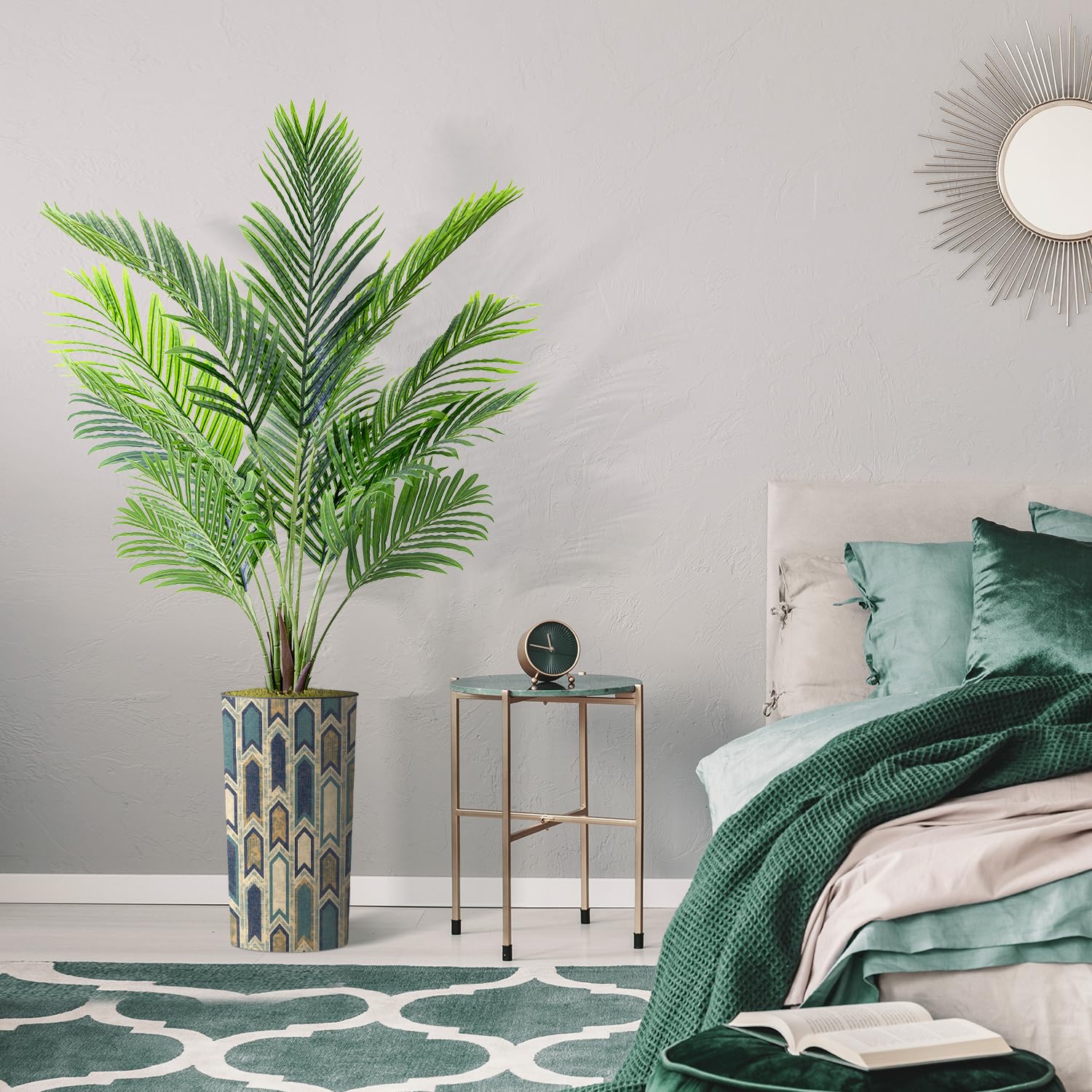Modern Artificial Areca Palm Tree in Geometric Planter - 66