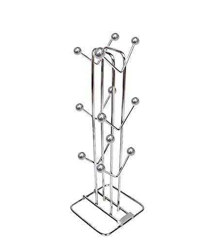 Kombuis Stainless Steel V-Shape Cup Stand with 12 Hooks - Large Coffee Mug Holder for Kitchen, Bar & Restaurant Organization