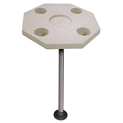 Premium Octagonal Pontoon Boat Table - Ivory White, Durable & Waterproof for Outdoor Boating, Fishing & Lakeside Relaxation
