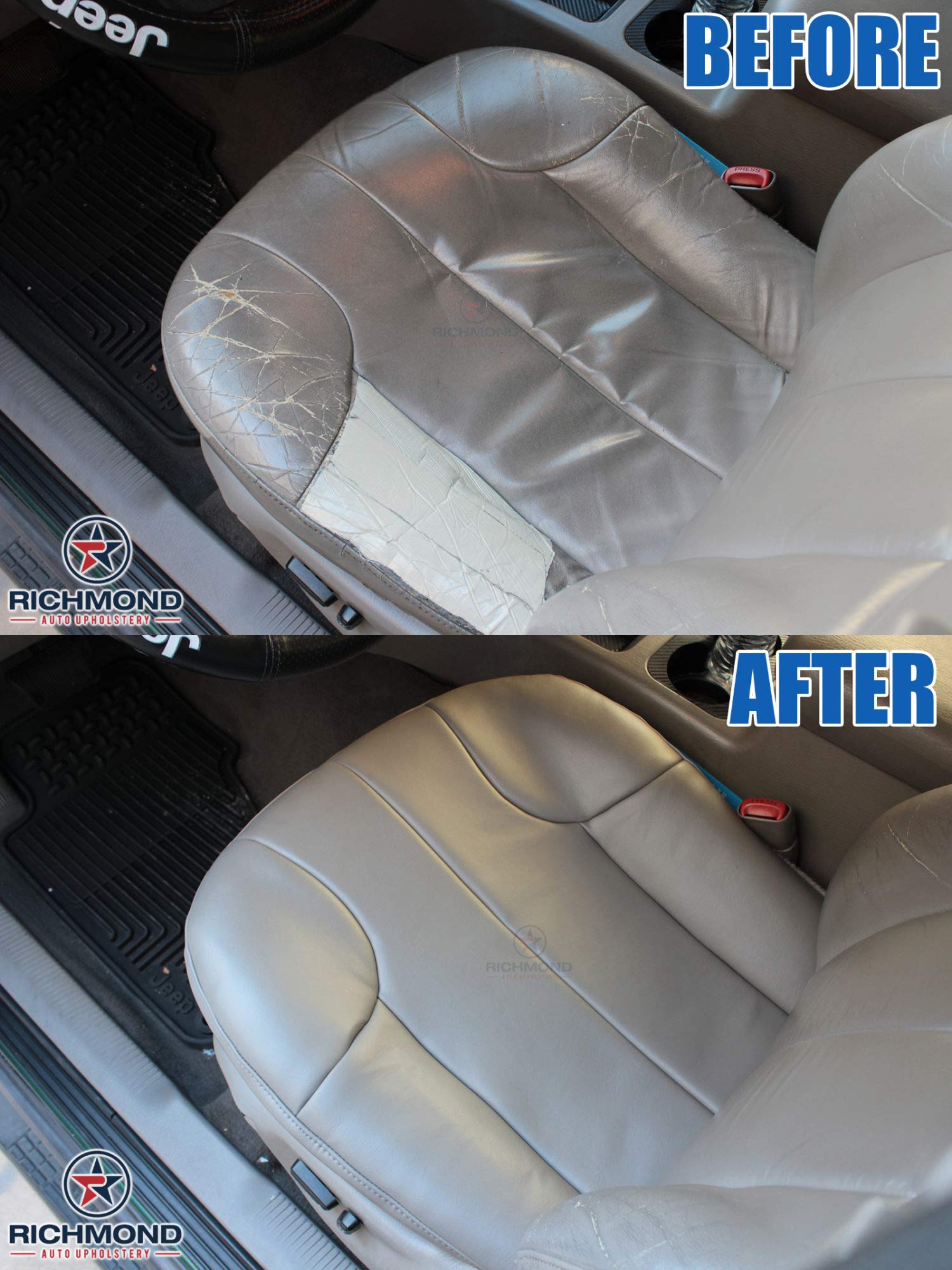 Genuine Leather Seat Cover for 1999-2001 Jeep Grand Cherokee Laredo - Driver Side Bottom Replacement in Gray | Richmond Auto Upholstery | Perfect for Car Interior Upgrade & Comfort Enhancement