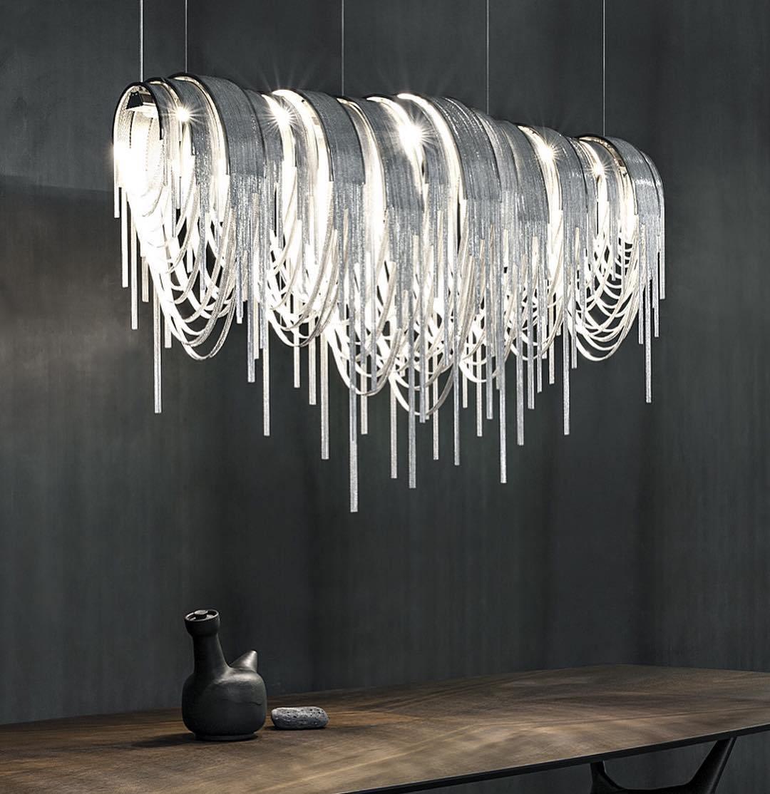 Elegant Length Chains Chandelier - Modern Crystal Pendant Lighting for Dining Room, Bedroom & Living Room - Perfect for Home Decor and Wedding Events
