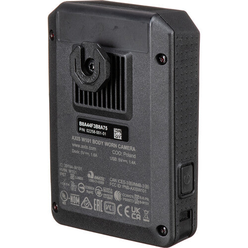 Axis Communications W101 Body Worn Camera - 1080p HD Video, Night Vision, 32GB Storage, IP67 Waterproof (Black) - Ideal for Law Enforcement, Security Guards & Event Staff