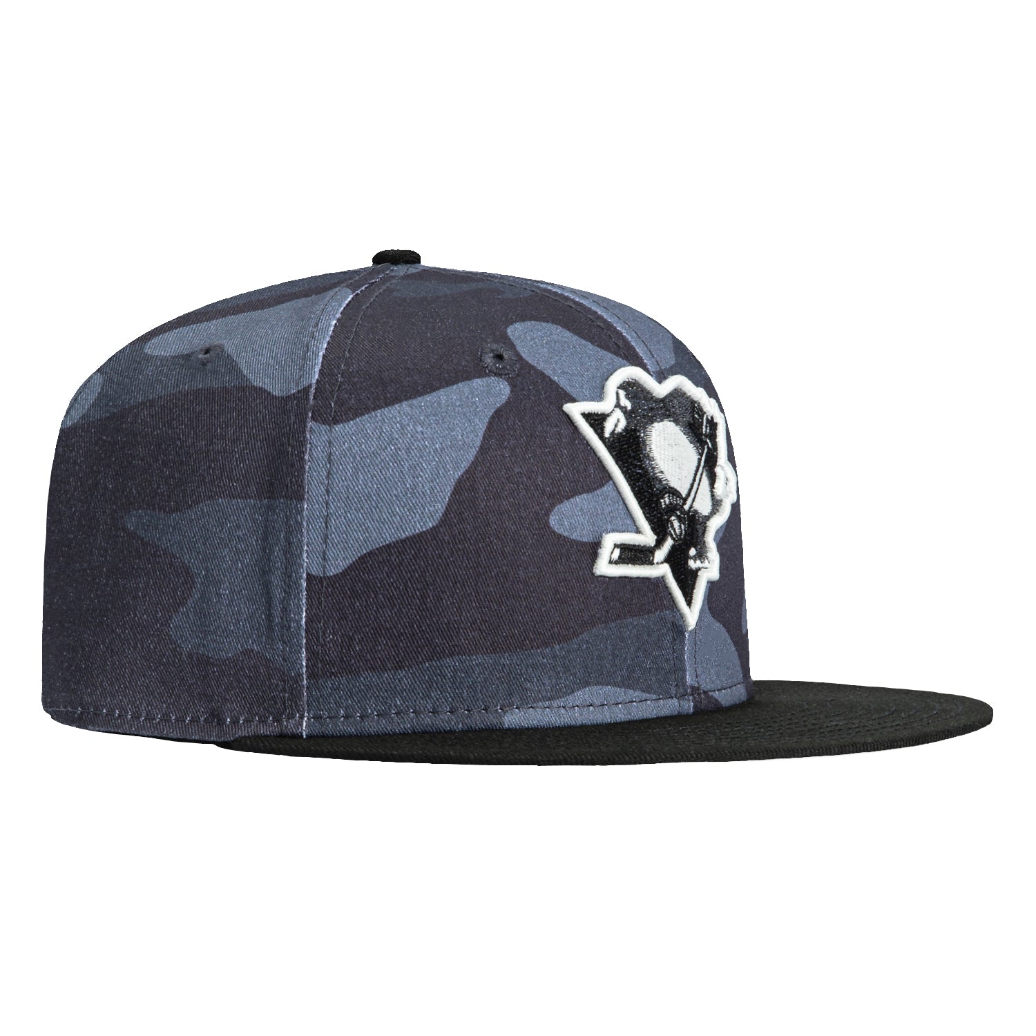 New Era 59Fifty Camo Pittsburgh Penguins Glow in the Dark Adjustable Snapback Hat - Black Camouflage Design for Hockey Fans & Night Outdoor Activities