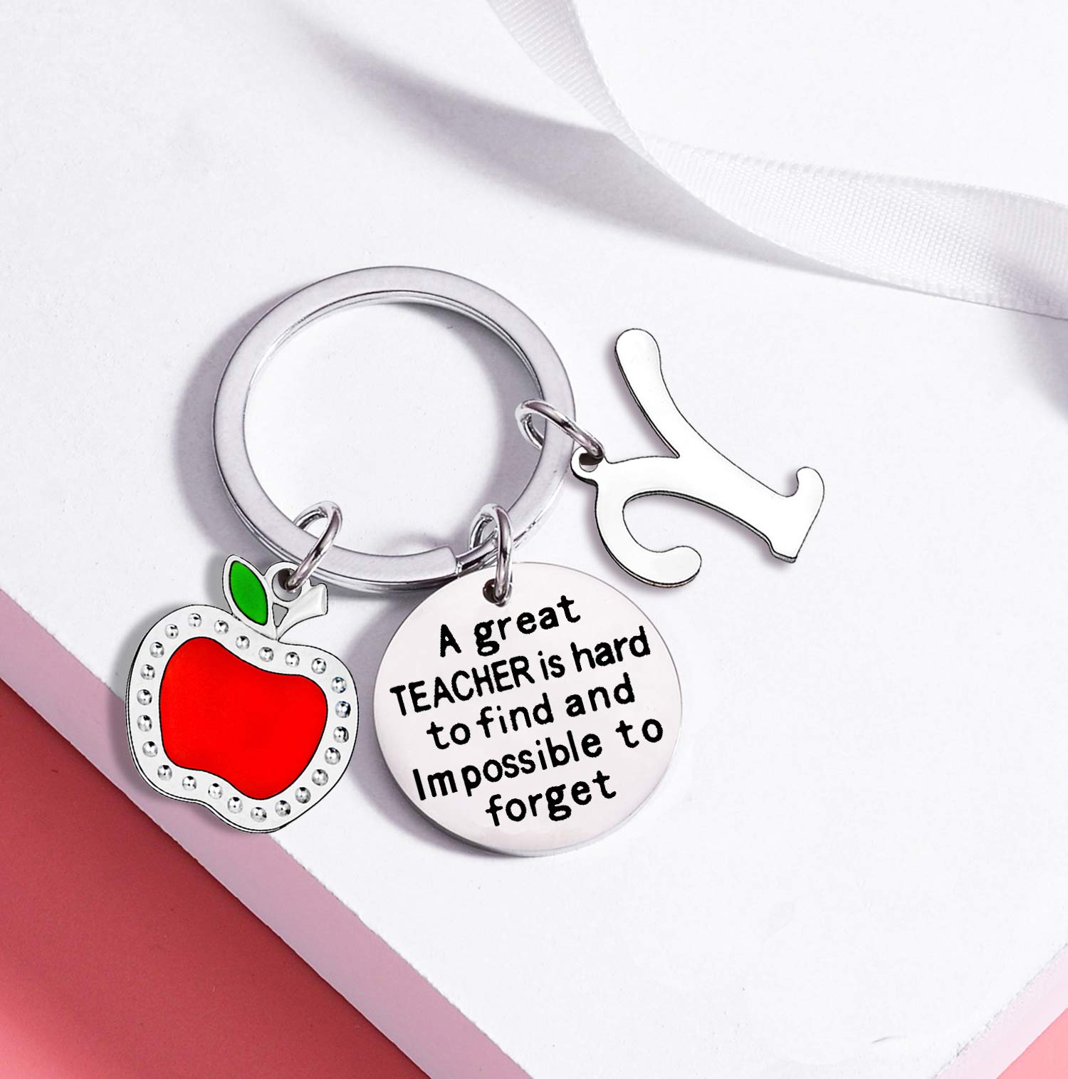 Personalized Initial Keychain - Teacher Appreciation Gift for Women, Custom Thank You Present for Educators, Coworkers, Mentors | Great for Teacher's Day, Retirement, End of Year Gifts