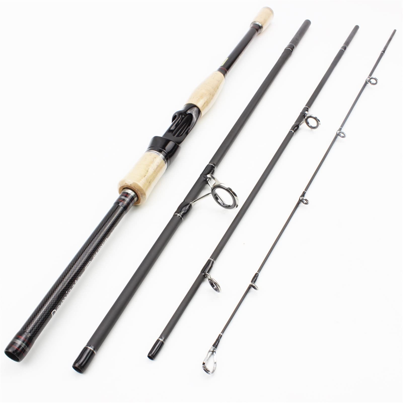 Carbon Fiber Fishing Rod 4-Piece Travel Pole - Portable Fast Action Spinning Rod for Trout & Bass (2.7m) - Ideal for Camping, Hiking & Backpacking Trips