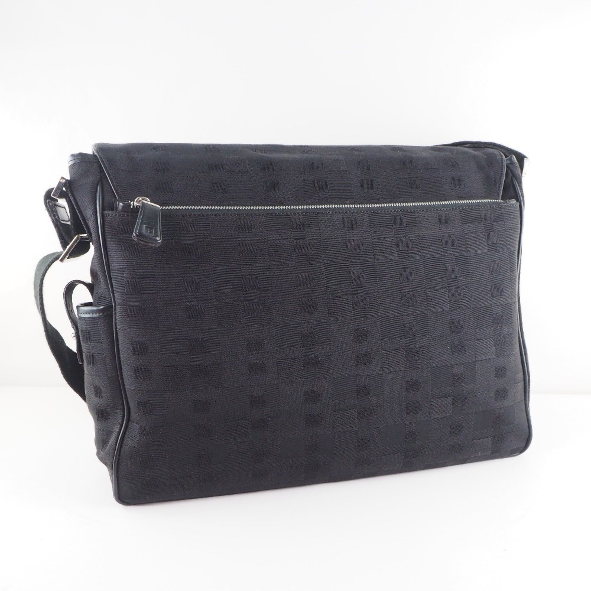 Stylish Black Canvas and Leather Messenger Bag for Men & Women - Durable Crossbody Shoulder Bag for Work, Travel & Daily Use