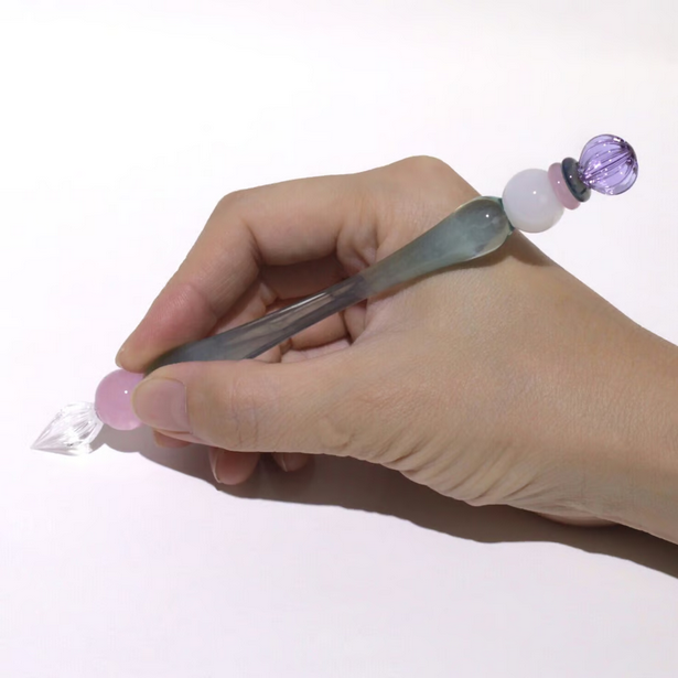 Japanese Glass Dip Pen - Crown & Light Blue - Elegant Calligraphy Writing Tool - Perfect Gift for Writers, Artists & Stationery Lovers - Ideal for Lettering, Journaling & Creative Projects
