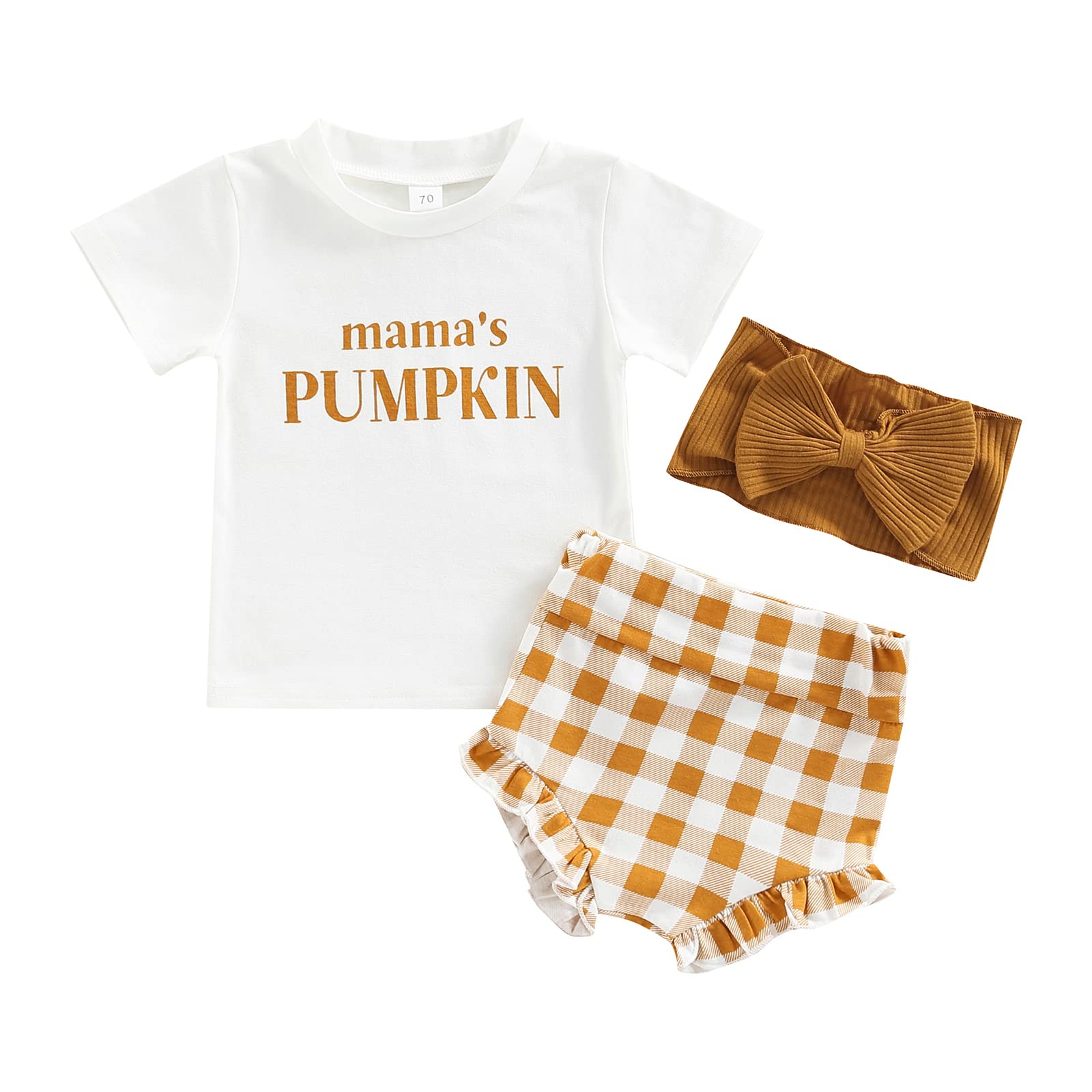 Baby Girl Halloween Outfit - Pumpkin Onesie Romper with Ruffle Bummies & Headband | Newborn Cute Costume for Trick-or-Treating & Photo Shoots