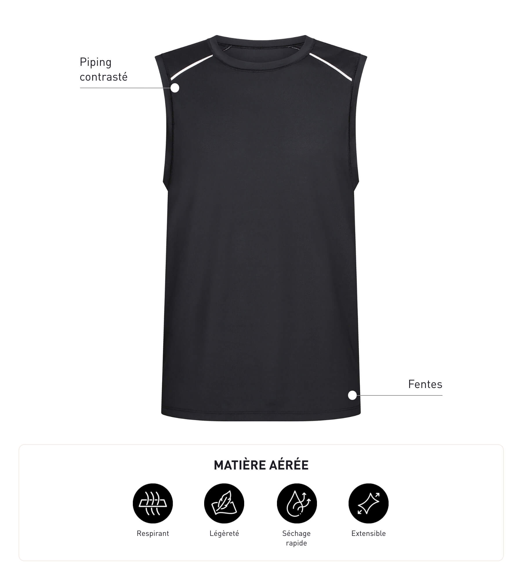 Men's Breathable Sports Tank Top - Black Dim Move - Perfect for Gym, Running & Workouts