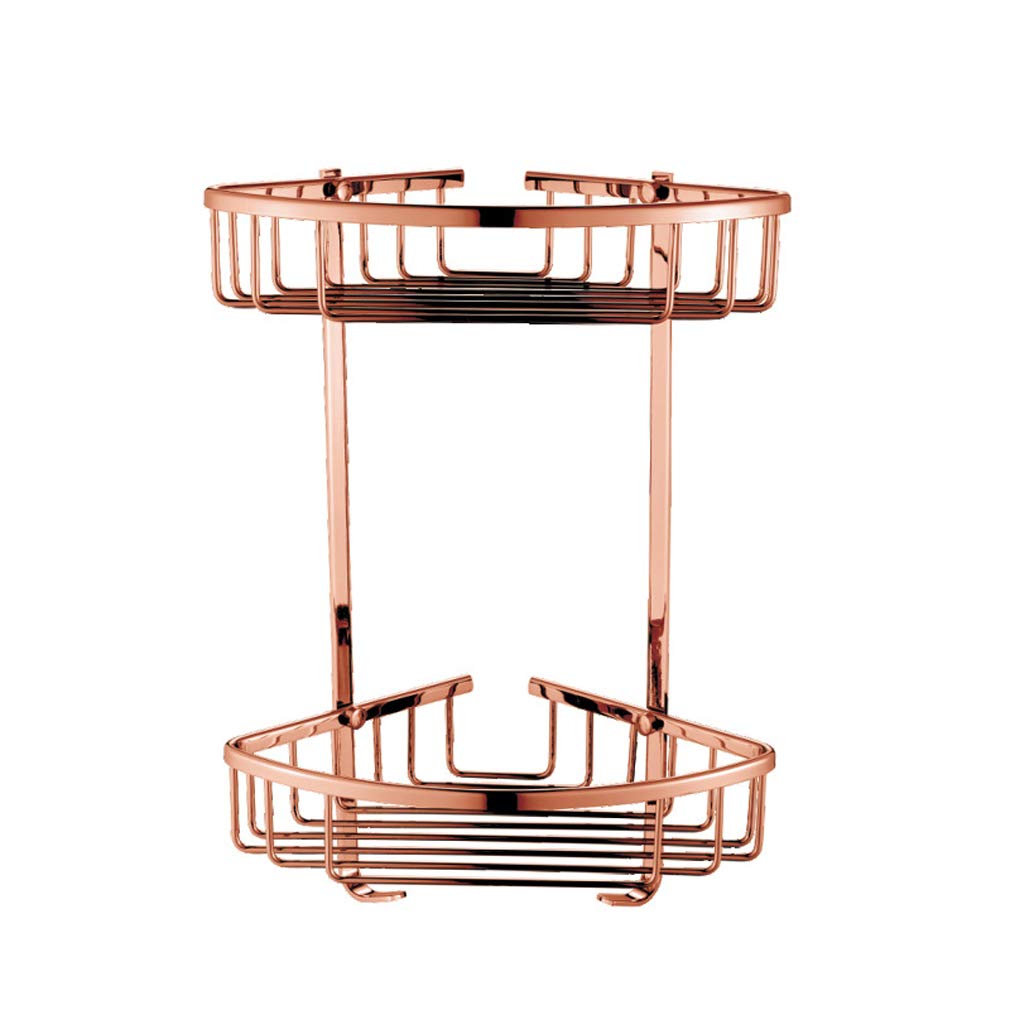 Wall Mounted Bathroom Corner Shelf - Double Layer Aluminum Alloy Rust Proof Storage Organizer for Bathroom, Kitchen & Toilet (Rose Gold) | Space Saving Solution for Small Bathrooms & Showers