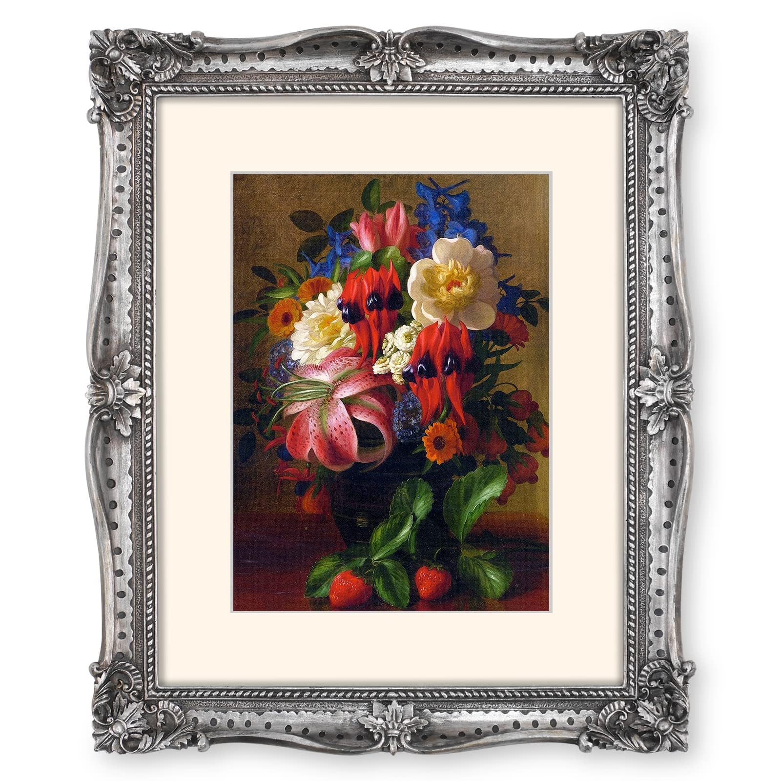 SIMON'S SHOP 8x10 Baroque Style Picture Frames & Wall Mirror Set - Elegant Home Decor for Living Room, Bedroom, or Office Display