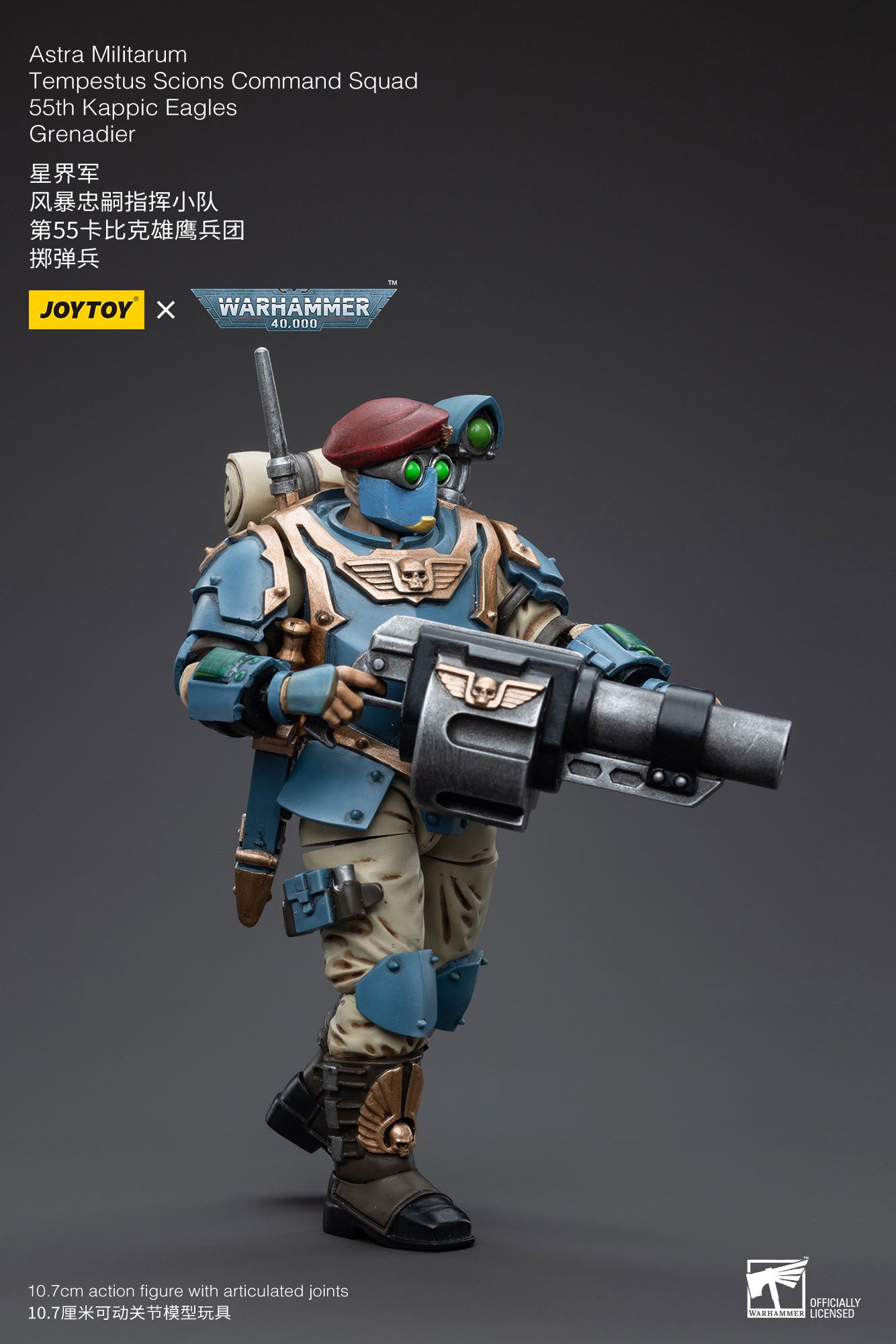 1/18 JOYTOY 3.75-inch Astra Militarum Tempestus Scions Command Squad Action Figure - 55th Kappic Eagles Grenadier - Collectible Military Model for Warhammer 40K Fans & Tabletop Gaming Scenes