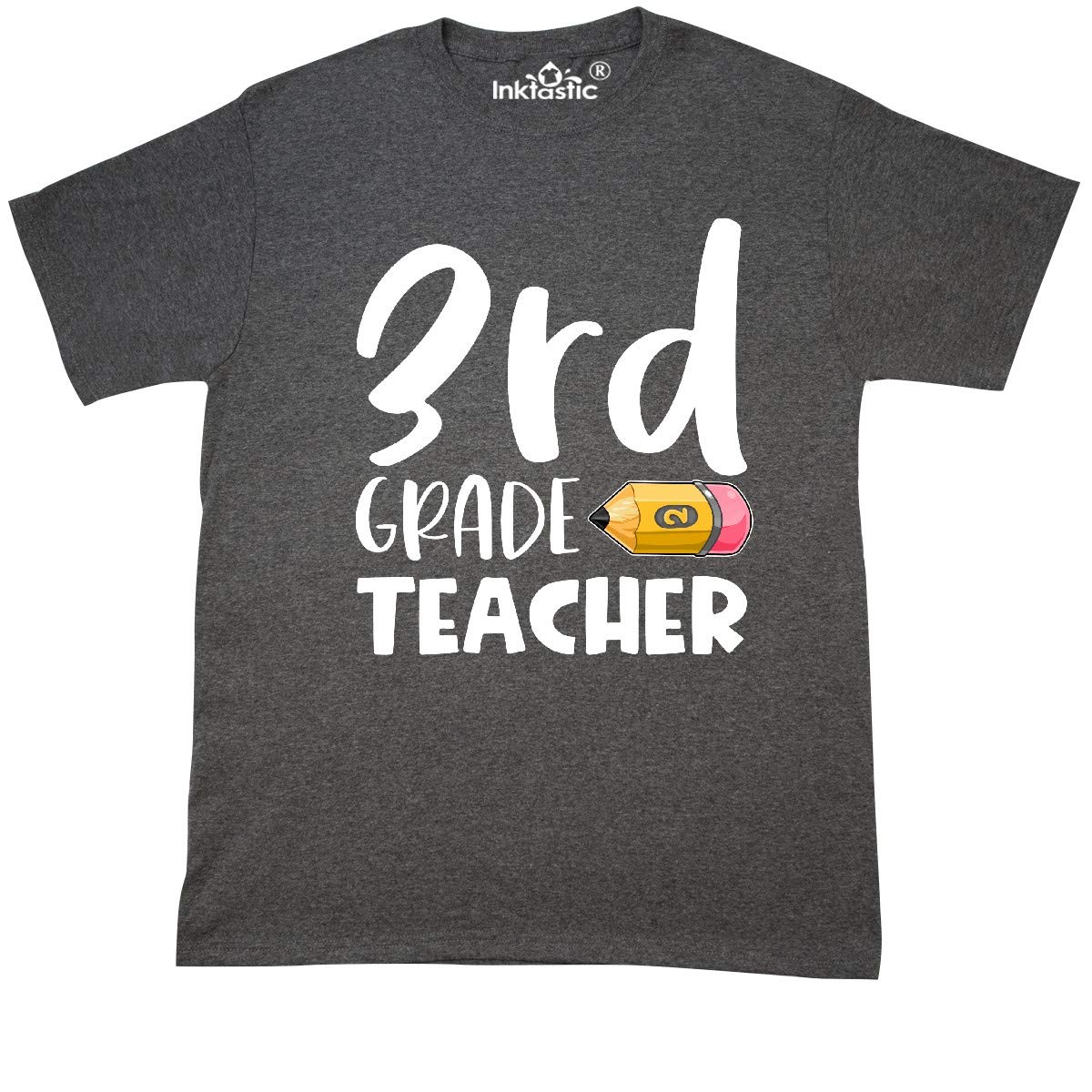Inktastic Third Grade Teacher Pencil Graphic T-Shirt - Fun & Cute Back to School Tee for Elementary Educators & Students