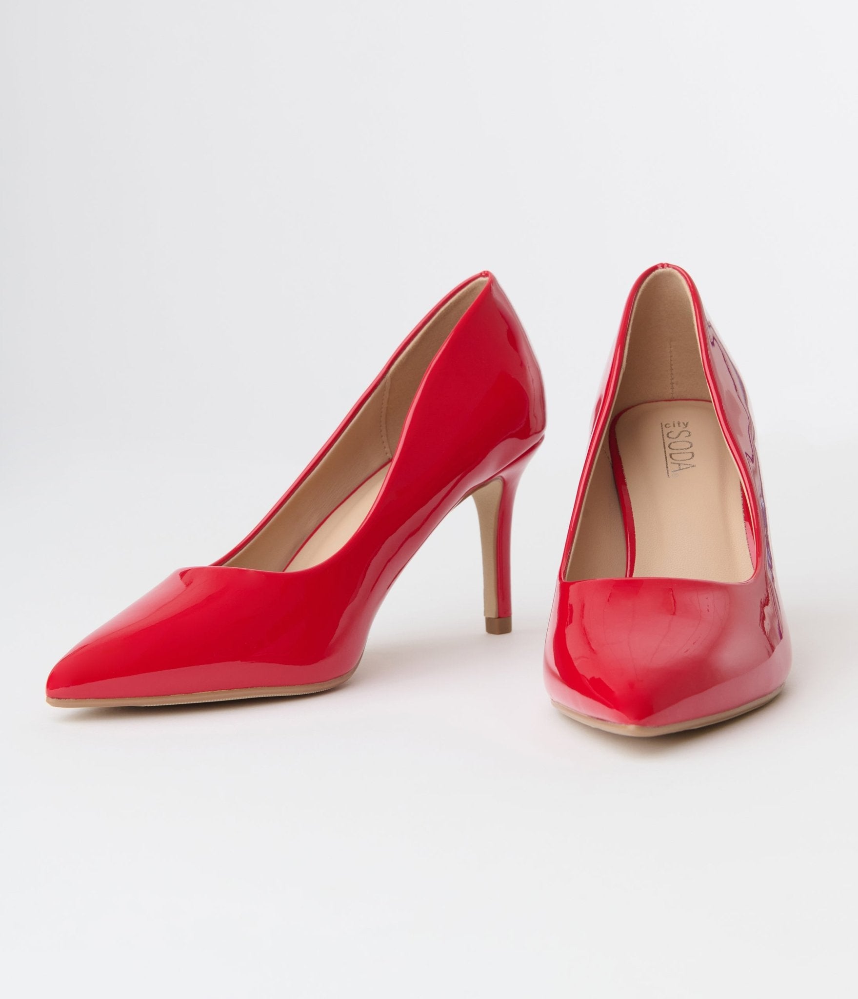 Red Patent Leatherette Stiletto Heels - Women's High Heel Pumps for Party, Wedding & Evening Wear - Comfortable Dress Shoes for Prom, Date Night & Special Occasions