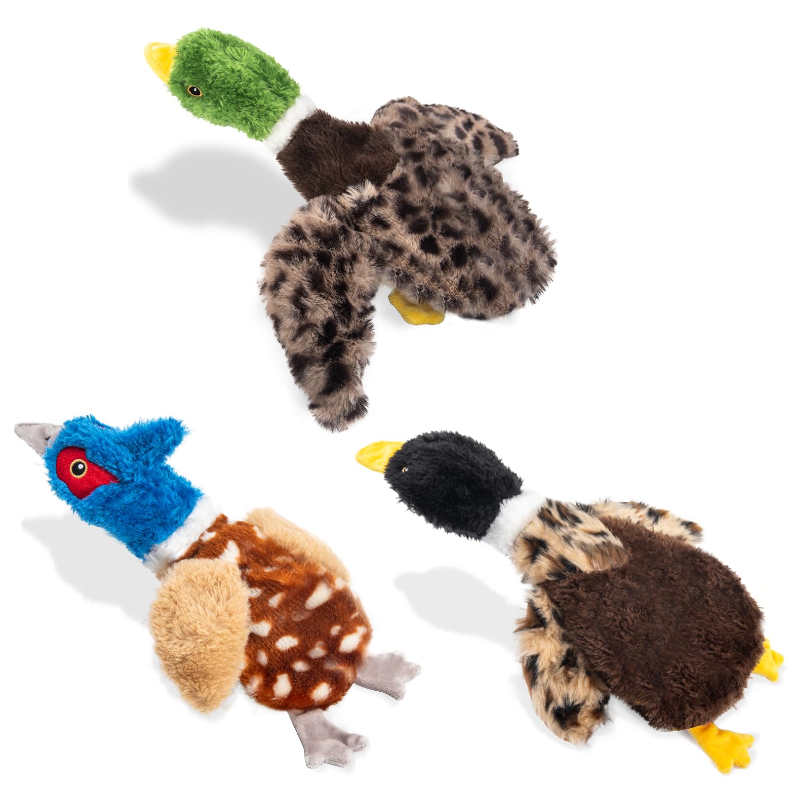 Durable Dog Squeaky Toys 3-Pack - Plush Bird Chew Toys for Small Dogs - Play & Training