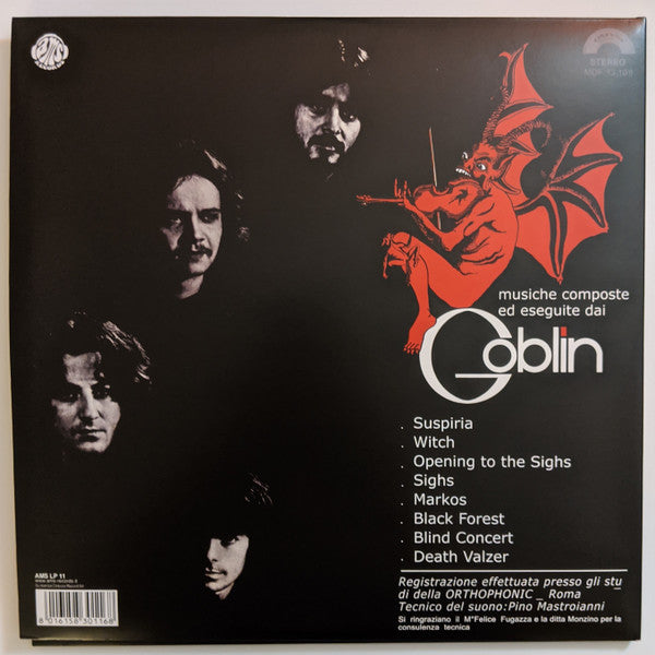 Goblin Suspiria Original Motion Picture Soundtrack LP Vinyl Record Limited Edition Blue Reissue Near Mint (NM/M) - Perfect for Horror Movie Collectors and Vinyl Enthusiasts