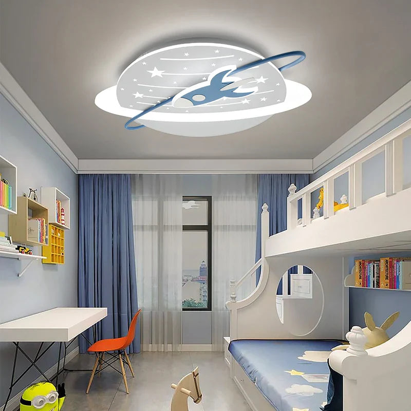 Kids Space Rocket Ceiling Light - LED Night Light for Children's Bedroom, Nursery & Playroom - Perfect for Space Themed Decor & Nighttime Comfort